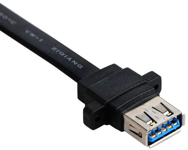 Alt view image 4 of 7 - Vszerda 2 Port USB 3.0 A Female Screw Panel Mount to Motherboard 20 Pin Flat Cable Cord, 1.6ft/0.5m