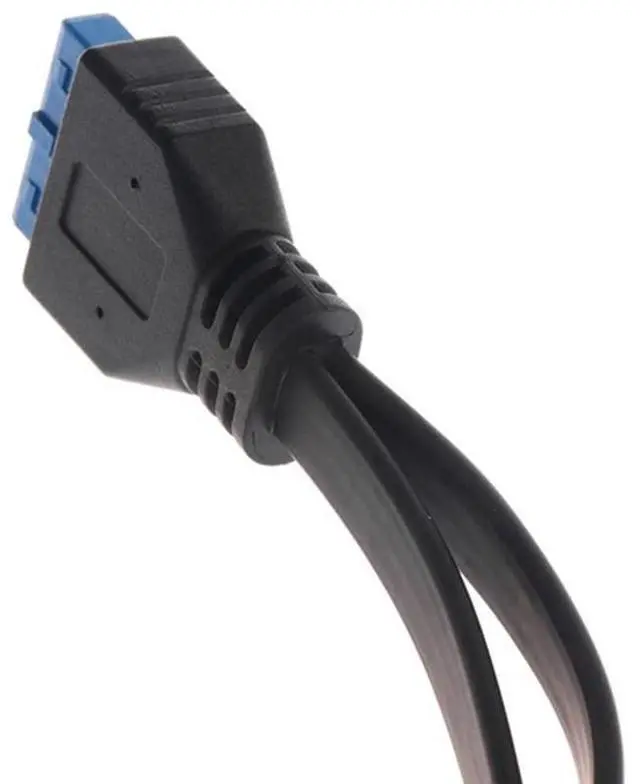 Alt view image 7 of 7 - Vszerda 2 Port USB 3.0 A Female Screw Panel Mount to Motherboard 20 Pin Flat Cable Cord, 1.6ft/0.5m