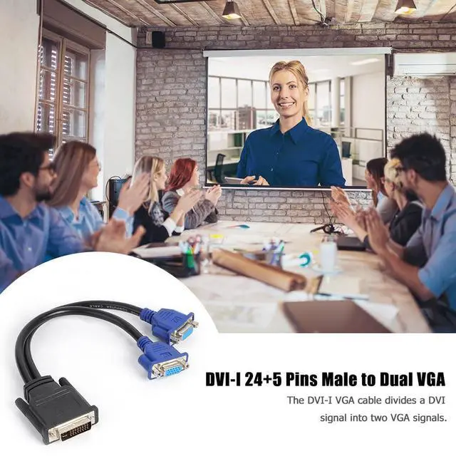 Alt view image 3 of 7 - Vszerda DVI to 2X VGA Splitter Cable, Black, Supports Multiple Audio Formats, Connects 1 DVI Device to 2 Monitors/Projects