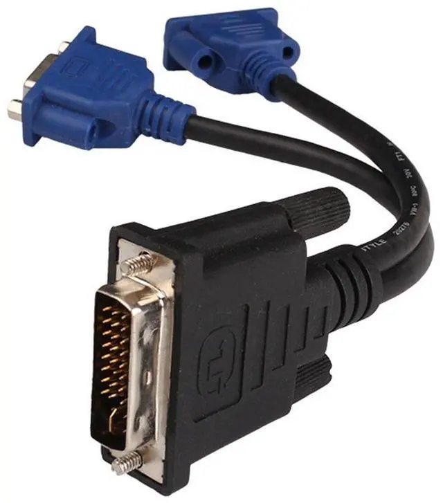 Alt view image 7 of 7 - Vszerda DVI to 2X VGA Splitter Cable, Black, Supports Multiple Audio Formats, Connects 1 DVI Device to 2 Monitors/Projects