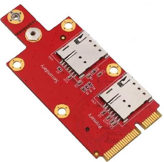 Main image of Vszerda M.2 (NGFF) Key B to Mini PCI-E Adapter for 3G/4G/5G Module with Dual Nano SIM Card Slot (with 2 Nano SIM Card Slots)