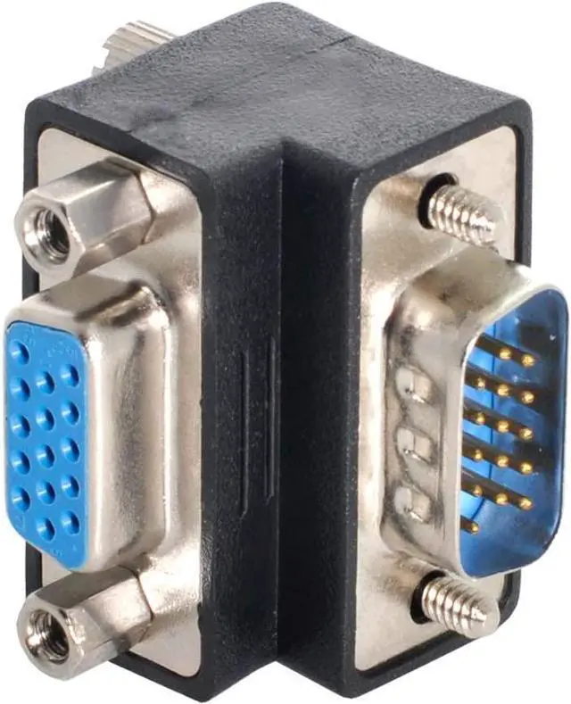 Alt view image 3 of 7 - Vszerda 2-Pack Down Angled 90 Degree VGA SVGA Male to Female Adapter,Down Angle VGA 15 Pin Male to Female Converter Adapter for TV, Projectors, Monitors (Down Angled)