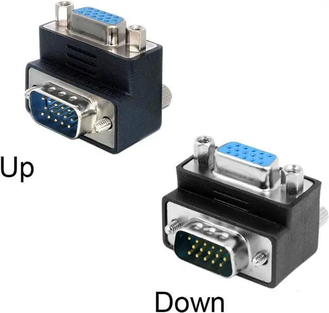Alt view image 6 of 6 - Vszerda 2-Pack Up Angled 90 Degree VGA SVGA Male to Female Adapter,Up Angle VGA 15 Pin Male to Female Converter Adapter for TV, Projectors, Monitors (Up Angled)