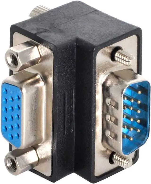 Alt view image 3 of 6 - Vszerda 2-Pack Up Angled 90 Degree VGA SVGA Male to Female Adapter,Up Angle VGA 15 Pin Male to Female Converter Adapter for TV, Projectors, Monitors (Up Angled)