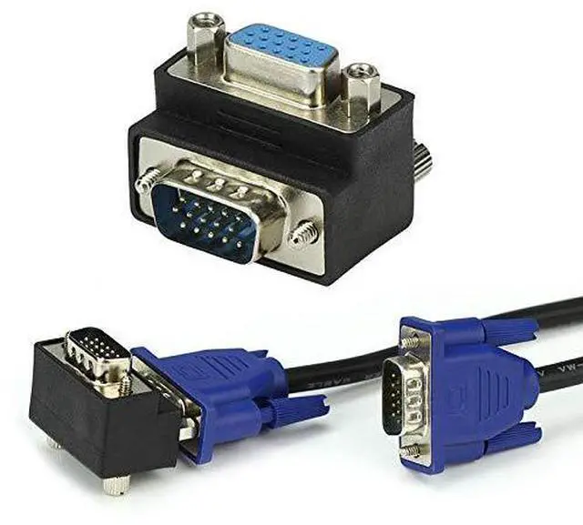 Alt view image 5 of 6 - Vszerda 2-Pack Up Angled 90 Degree VGA SVGA Male to Female Adapter,Up Angle VGA 15 Pin Male to Female Converter Adapter for TV, Projectors, Monitors (Up Angled)