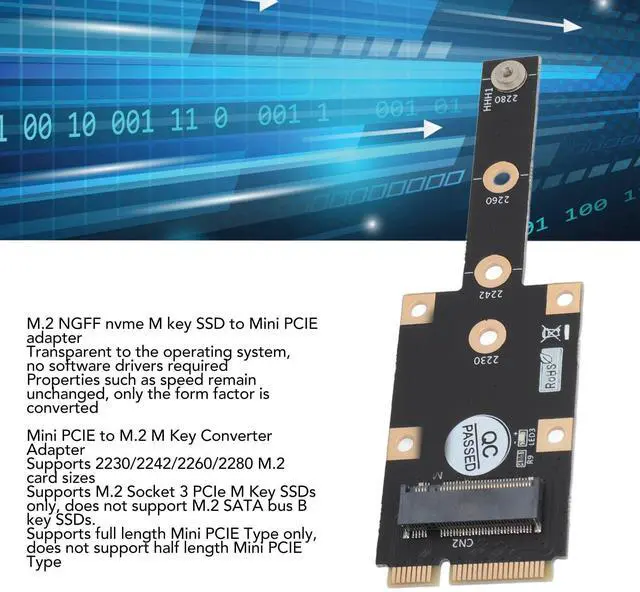 Alt view image 2 of 7 - Vszerda Generic Mini PCIE to M.2 M Key Adapter, M.2 NGFF Nvme SSD Adapter for 2230/2242/2260/2280 SSDs, Generickm7z2cp3ex