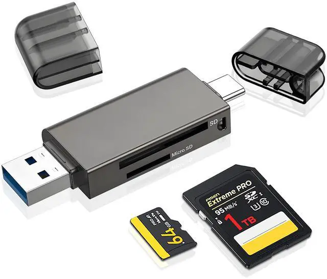 Main image of Vszerda Micro SD Card Reader 2 in 1 Micro to C OTG Adapter Portable Memory Card Reader for SD TF SDXC SDHC MMC RS-MMC Micro SD Micro SDXC Micro SDHC Card and UHS-I Cards