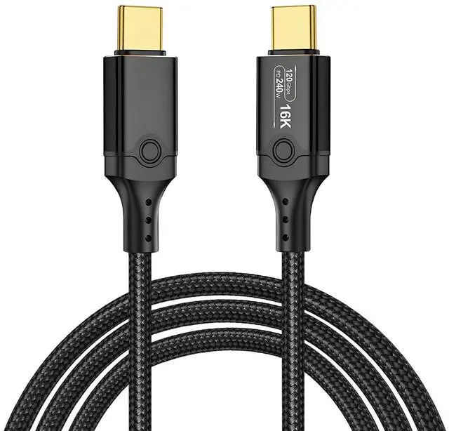Main image of Vszerda 120Gbps Thunderbolt 5 Cable 6.6FT, up to 120Gbps Bandwidth for 16K/Dual 8K, 240W, Braided USB C Video Cable Compatible Thunderbolt 4/5, SSD, MacBook M4 Pro,Dock,eGPU,USB4 and USB C, Black