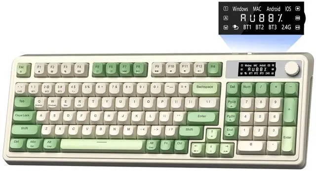 Main image of Vszerda S99 Pro Wireless Keyboard, Display Screen & Media Knob,Tri-Mode Bluetooth/2.4G/USB-C RGB Creamy Gaming Keyboard with Number Pad Macro Keys,Custom Computer Keyboards for Laptop PC Gamer - Green