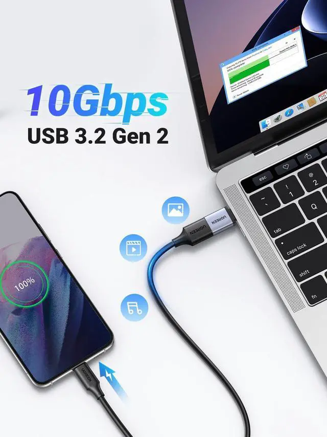 Alt view image 3 of 7 - UGREEN USB to USB C Adapter 10Gbps,2 Pack USB C to A Adapter Compatible with iPhone 16 15 Pro/Samsung/MacBook Pro/Air/iPad Pro,Thunderbolt 4/3,Space Gray