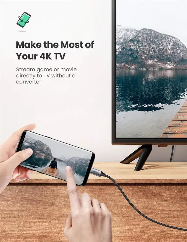 Alt view image 3 of 7 - UGREEN USB C to HDMI Cable (4K@60Hz) 10FT, Type C to HDMI Adapter Thunderbolt 4/3 to HDMI for Home Office Compatible with iPhone 17 Pro Max, MacBook Pro Air iPad Pro, XPS, Galaxy S25, Steam Deck