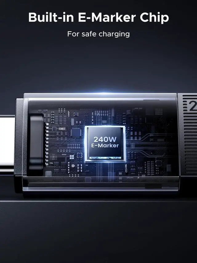 Alt view image 6 of 7 - UGREEN 240W USB C Cable, 40Gbps USB C to USB C Cable USB4.0 GEN3 8K 60Hz PD 3.1 Video Cable Compatible with USB C Monitors, Hubs, Docks, MacBook Air, iPhone 17/16 Pro Max, Galaxy S25/S24 Ultra, 3.3FT