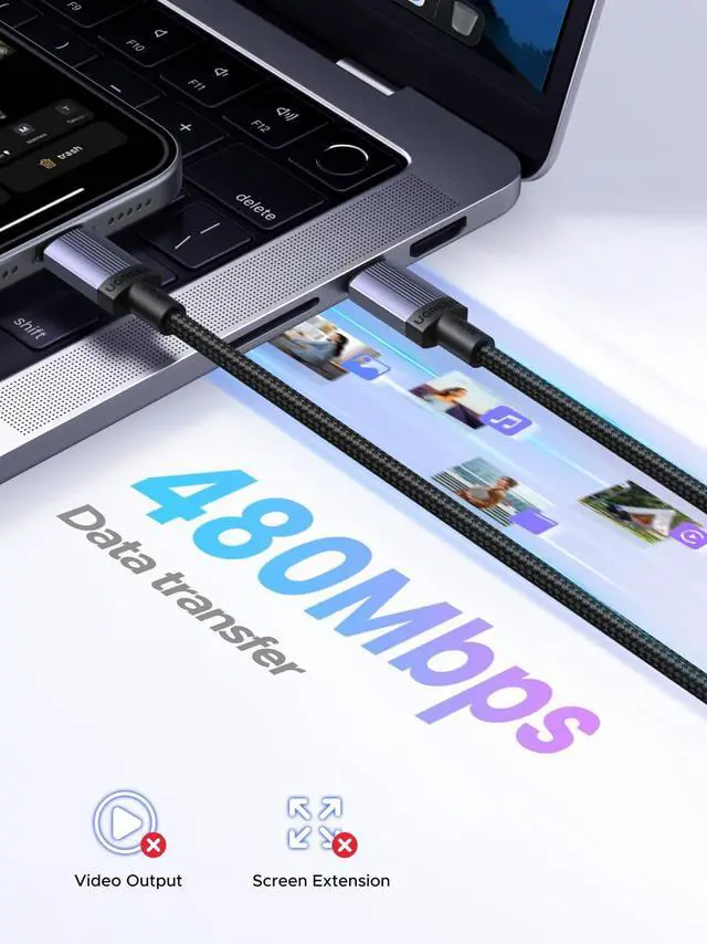 Alt view image 3 of 7 - UGREEN 2-Pack 240W USB C to USB C Cable, Fast Charging USB C Cable for iPhone 17 Pro Max/16/15, Galaxy S25/S24/S23, Pixel 10/9/8, MacBook Pro/Air, ThinkBook, XPS, iPad Pro/Air, Steam Deck, 10FT