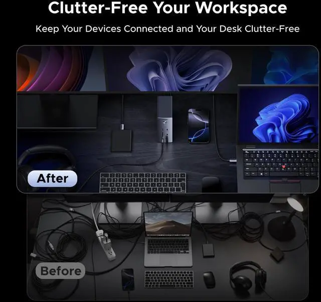 Alt view image 7 of 7 - UGREEN 14 in 1 USB C Docking Station 3 Monitors Revodok Pro 314 2HDMI & DP with 8K DP/4K HDMI, 100W PD, 10Gbps USB Ports, Gigabit Ethernet, SD/TF 170MB/s, 3.5mm Audio, 90cm Cable.140W Power Adapter