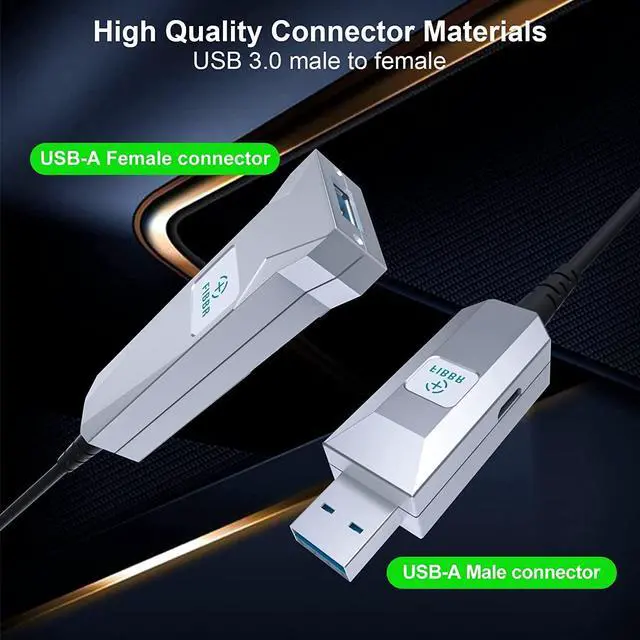 Alt view image 5 of 7 - FIBBR USB 3.0 Cable A-Male to A-Female Active Extension Cable Cord,High Speed 5Gbps Data Transfer, Use with PlayStation, Xbox, Card Reader, Printer, Hard Drive & More (50ft)