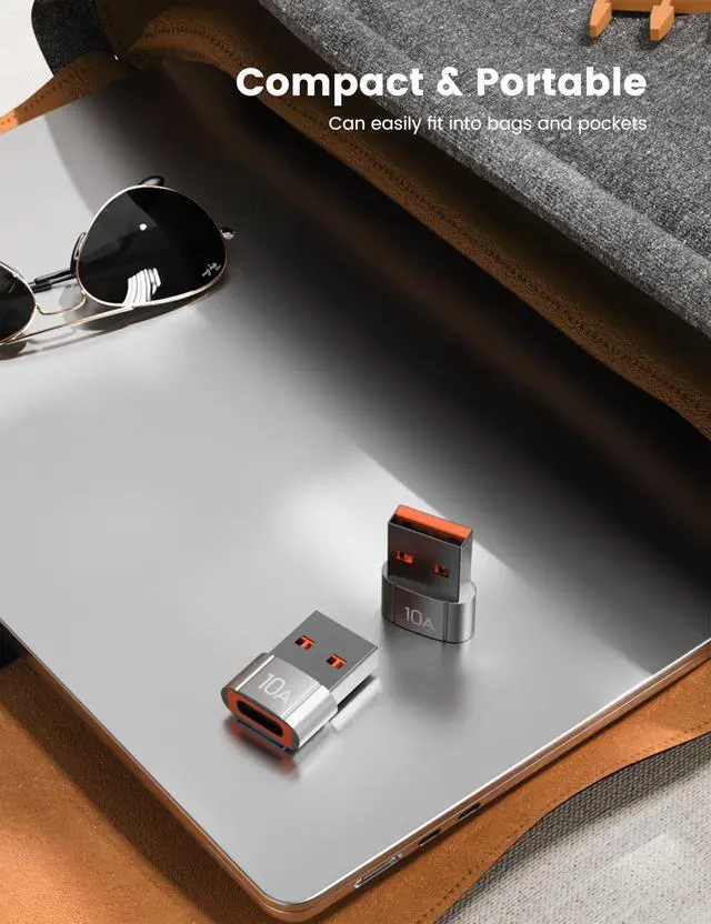 Alt view image 6 of 6 - Vszerda 20Pack 200W USB C to USB Adapter, with Fast Charging & 480MB Data Transfer, USB C Converter for Apple Watch Ultra iWatch Series 8 7,iPhone 16 15 Plus Pro Max,Silver