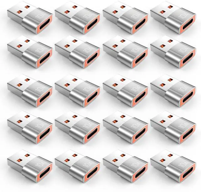 Main image of Vszerda 20Pack 200W USB C to USB Adapter, with Fast Charging & 480MB Data Transfer, USB C Converter for Apple Watch Ultra iWatch Series 8 7,iPhone 16 15 Plus Pro Max,Silver