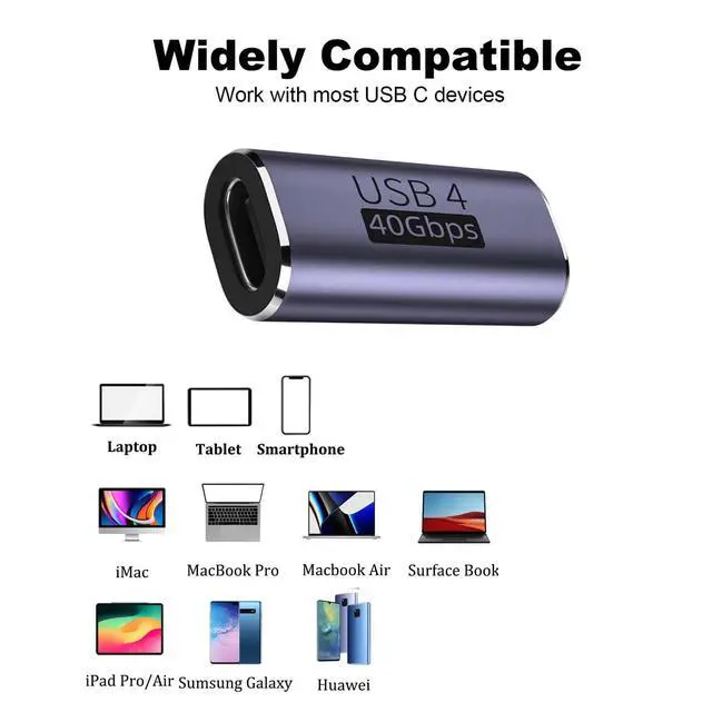 Alt view image 2 of 5 - Vszerda 3pack usbc Female to Female Adapter - USB C Coupler with 240W Fast Charging & 40Gbps Data Transfer, Type c Extender with 8k@60hz Video, Compatible for MacBook, ipad, Thunderbolt 4/3