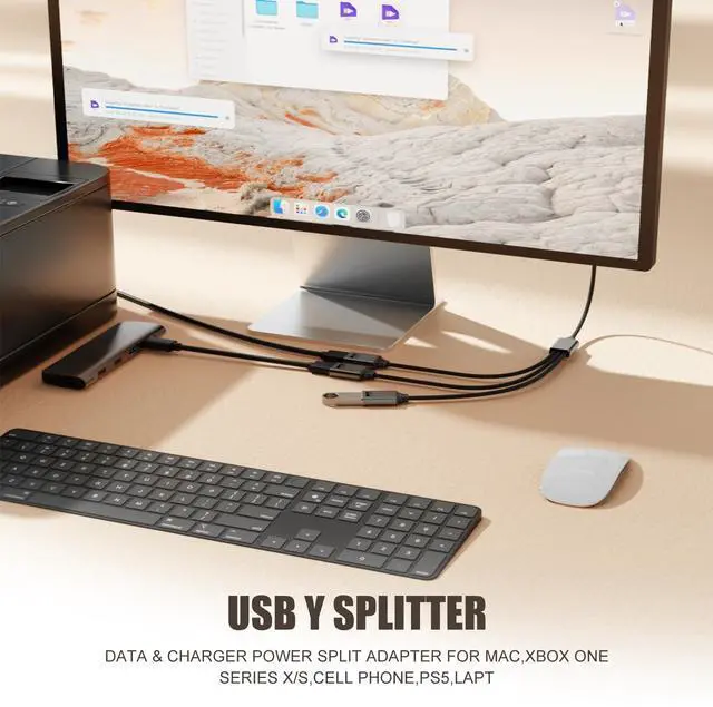 Alt view image 4 of 5 - Vszerda 0.8Ft USB2.0 Adapter, USB Splitter Y, USB1 in to 3 Out Extender Cable,for Car/Mac/Xbox/Laptop/Tablet/Smartphone Data TransmissionBlack