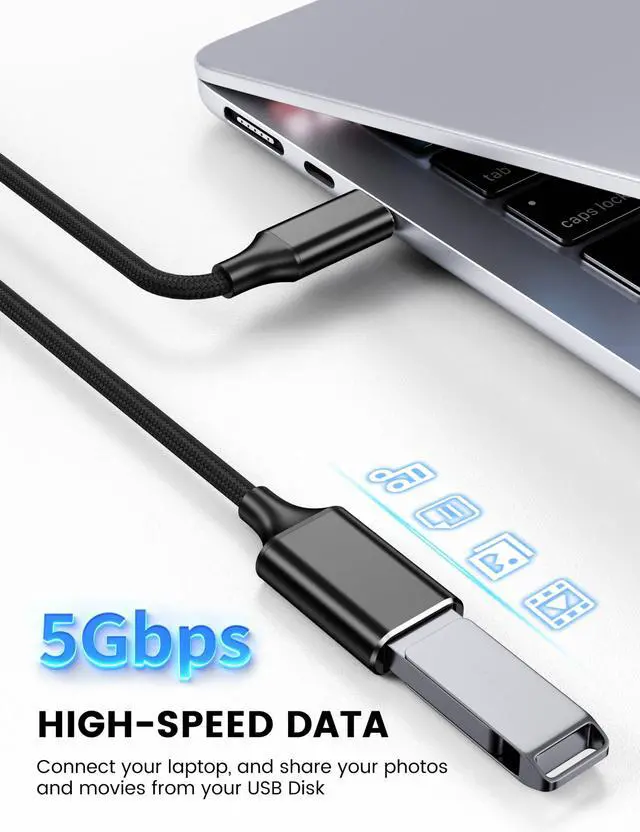 Alt view image 3 of 5 - Vszerda USB Female to USB C Male Cable(6.6ft/2M),Type-C Male to USB3.0 OTG Cable 5Gbps Data Transfer Compatible for Phone/Laptop/Tablet/Switch USBC Device