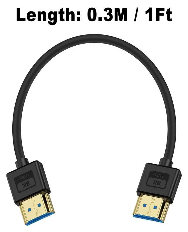 Alt view image 6 of 7 - Vszerda Ultra Thin Short HDMI 2.1 Cable 1ft, Flexible Slim Soft Silicone 8K HDMI Male to Male Cable, 48Gbps, 8K@60Hz Compatible for PS5, Monitor, PC and More