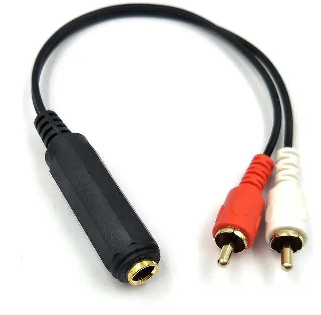 Main image of Vszerda RCA to 1/4 Adapter Cable, 6.35mm 1/4 inch TRS Stereo Jack Female to 2 RCA Male Plug Y Splitter Adapter Cable for Subwoofer, Amplifier, Audio/Video Receiver. 25cm/10inch