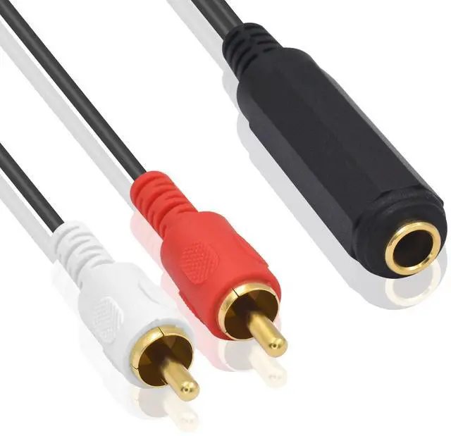 Alt view image 2 of 7 - Vszerda RCA to 1/4 Adapter Cable, 6.35mm 1/4 inch TRS Stereo Jack Female to 2 RCA Male Plug Y Splitter Adapter Cable for Subwoofer, Amplifier, Audio/Video Receiver. 25cm/10inch