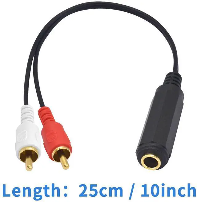 Alt view image 7 of 7 - Vszerda RCA to 1/4 Adapter Cable, 6.35mm 1/4 inch TRS Stereo Jack Female to 2 RCA Male Plug Y Splitter Adapter Cable for Subwoofer, Amplifier, Audio/Video Receiver. 25cm/10inch