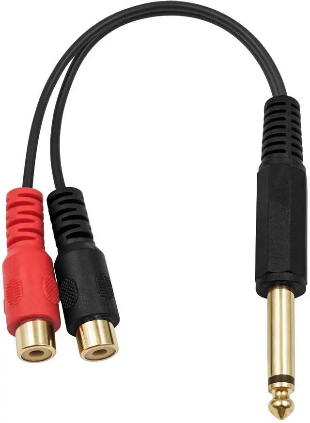 Main image of Vszerda RCA to 1/4 inch Adapter, RCA Female to 6.35mm TS Mono Male Converter Y Splitter Audio Adapter Cable for Mixer, Amp, Subwoofer, 20cm / 7.8inch