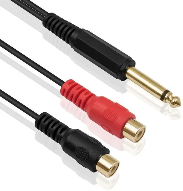 Alt view image 2 of 6 - Vszerda RCA to 1/4 inch Adapter, RCA Female to 6.35mm TS Mono Male Converter Y Splitter Audio Adapter Cable for Mixer, Amp, Subwoofer, 20cm / 7.8inch