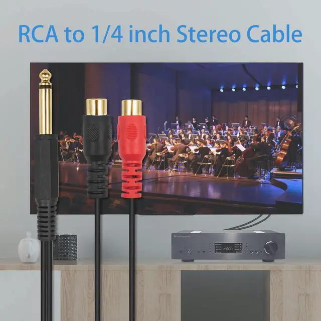 Alt view image 4 of 6 - Vszerda RCA to 1/4 inch Adapter, RCA Female to 6.35mm TS Mono Male Converter Y Splitter Audio Adapter Cable for Mixer, Amp, Subwoofer, 20cm / 7.8inch