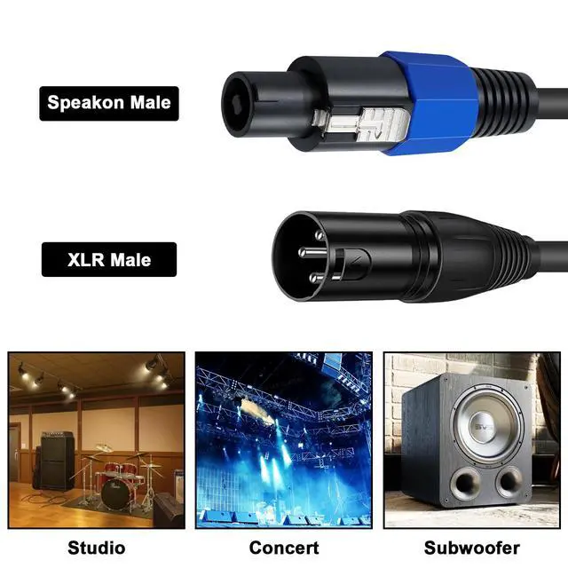 Alt view image 3 of 7 - Vszerda Speakon to XLR Cable 6ft, 18 Guage AWG Speakon Plug Male to 3 Pole XLR Jack Male Audio Cable with Twist Lock for Studio Microphone Recording, Stage Lighting.