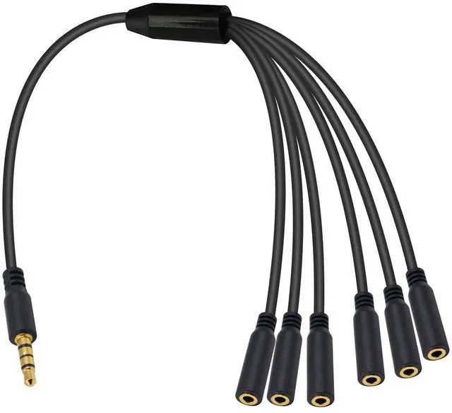 Main image of Vszerda 3.5mm Headphone Splitter, 3.5mm Splitter 1 to 6 Ways 1/8inch TRRS Male to 6 Female Audio Headphone Cord for Earphone, Headset, Laptop, Phone, 1.5ft