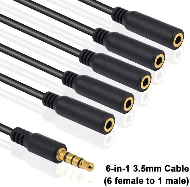Alt view image 2 of 7 - Vszerda 3.5mm Headphone Splitter, 3.5mm Splitter 1 to 6 Ways 1/8inch TRRS Male to 6 Female Audio Headphone Cord for Earphone, Headset, Laptop, Phone, 1.5ft