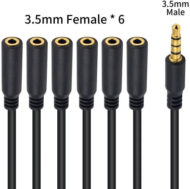 Alt view image 4 of 7 - Vszerda 3.5mm Headphone Splitter, 3.5mm Splitter 1 to 6 Ways 1/8inch TRRS Male to 6 Female Audio Headphone Cord for Earphone, Headset, Laptop, Phone, 1.5ft