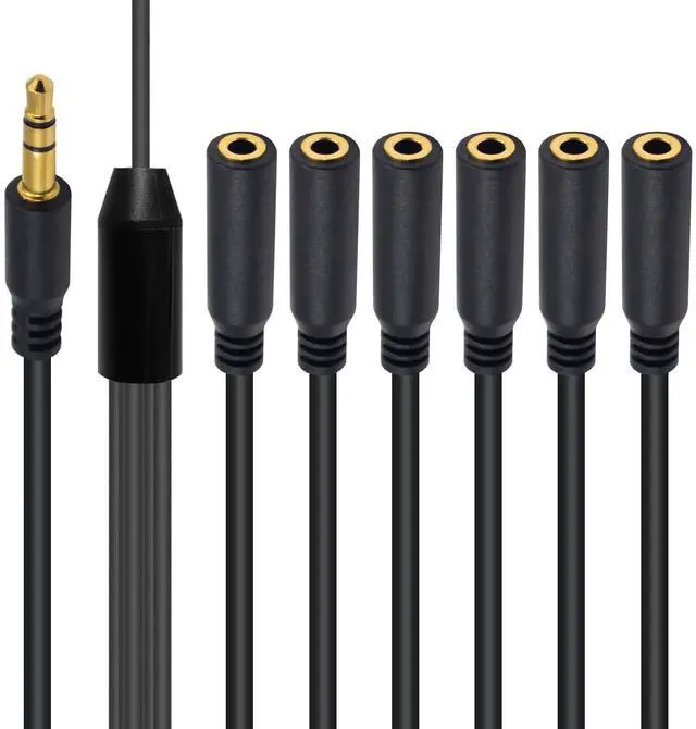 Main image of Vszerda 3.5mm Headphone Splitter, 3.5mm Aux Splitter Cable, 1 to 6 Ways 1/8inch TRS Male to Female Stereo Extension Cable for Earphone Headset Speakers 1.5ft