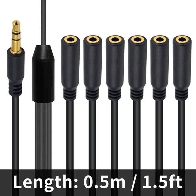 Alt view image 7 of 7 - Vszerda 3.5mm Headphone Splitter, 3.5mm Aux Splitter Cable, 1 to 6 Ways 1/8inch TRS Male to Female Stereo Extension Cable for Earphone Headset Speakers 1.5ft