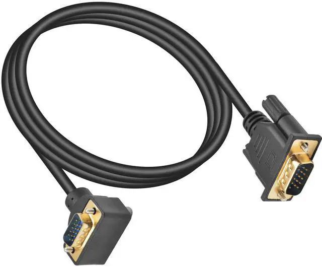 Main image of Vszerda VGA Male to Male Cable 5ft, 90 Degree VGA Cable Down Angle VGA 15 Pin to VGA Connector Cable, VGA Computer Monitor Cord Support 1080p Resolution for PC Laptops TV Projectors