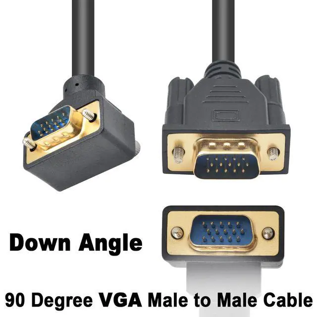 Alt view image 2 of 7 - Vszerda VGA Male to Male Cable 5ft, 90 Degree VGA Cable Down Angle VGA 15 Pin to VGA Connector Cable, VGA Computer Monitor Cord Support 1080p Resolution for PC Laptops TV Projectors