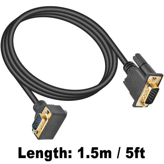 Alt view image 7 of 7 - Vszerda VGA Male to Male Cable 5ft, 90 Degree VGA Cable Down Angle VGA 15 Pin to VGA Connector Cable, VGA Computer Monitor Cord Support 1080p Resolution for PC Laptops TV Projectors