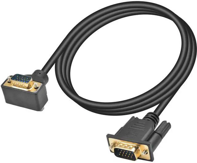 Main image of Vszerda VGA Cable Male to Male 5ft, 90 Degree VGA Cable Up Angle 15 Pin Male to Male Monitor Cable Support 1080P for Computer PC Laptops TV Projectors