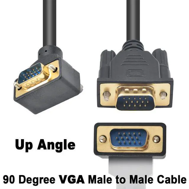 Alt view image 2 of 7 - Vszerda VGA Cable Male to Male 5ft, 90 Degree VGA Cable Up Angle 15 Pin Male to Male Monitor Cable Support 1080P for Computer PC Laptops TV Projectors