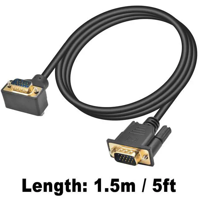 Alt view image 7 of 7 - Vszerda VGA Cable Male to Male 5ft, 90 Degree VGA Cable Up Angle 15 Pin Male to Male Monitor Cable Support 1080P for Computer PC Laptops TV Projectors