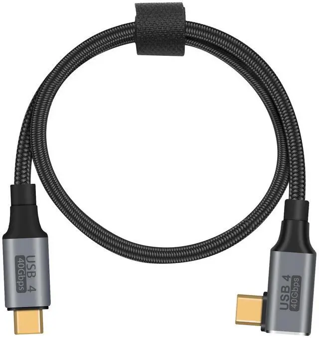 Main image of Vszerda 1.5ft USB C to USB C Cable, Right Angle 90 Degree Type C Charger Cord, 8K@60Hz 100W PD 40Gbps Data Transfer Braided Type C Charging Cable for Galaxy S23, iPhone 15, MacBook