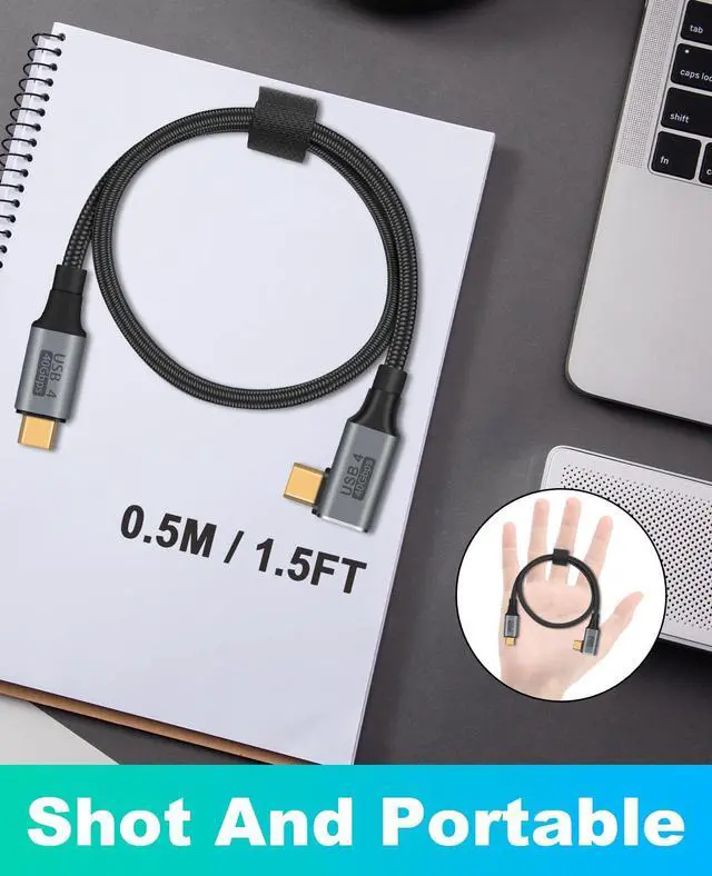 Alt view image 7 of 7 - Vszerda 1.5ft USB C to USB C Cable, Right Angle 90 Degree Type C Charger Cord, 8K@60Hz 100W PD 40Gbps Data Transfer Braided Type C Charging Cable for Galaxy S23, iPhone 15, MacBook (Pack of 2)