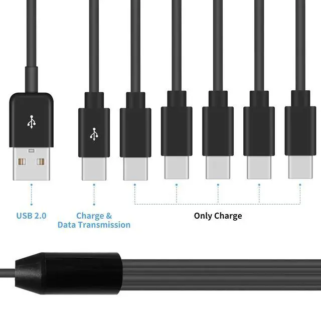 Alt view image 2 of 7 - Vszerda USB A to USB C Splitter Cable, Multi USB C Splitter Cable, 6 in 1 USB 2.0 Type A Male to 6 Type C Male Charging Cord, for USB Type-C Phone, Tablet, 5ft (Pack of 2)