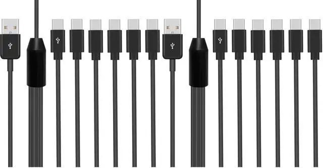 Main image of Vszerda USB C Splitter Cable - 6 in 1 USB 2.0 Type A to 6 Type-C Male Charger Cable with 3A Fast Charge for Android, Samsung, Tablet, 1.5ft (Pack of 2)