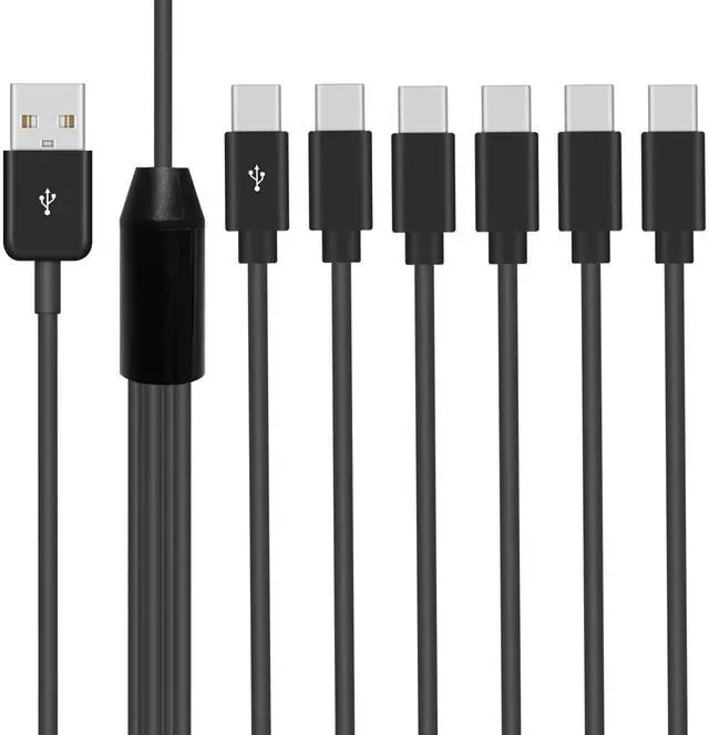 Main image of Vszerda USB C Splitter Cable - 6 in 1 USB 2.0 Type A to 6 Type-C Male Charger Cable with 3A Fast Charge for Android, Samsung, Tablet, 1.5ft