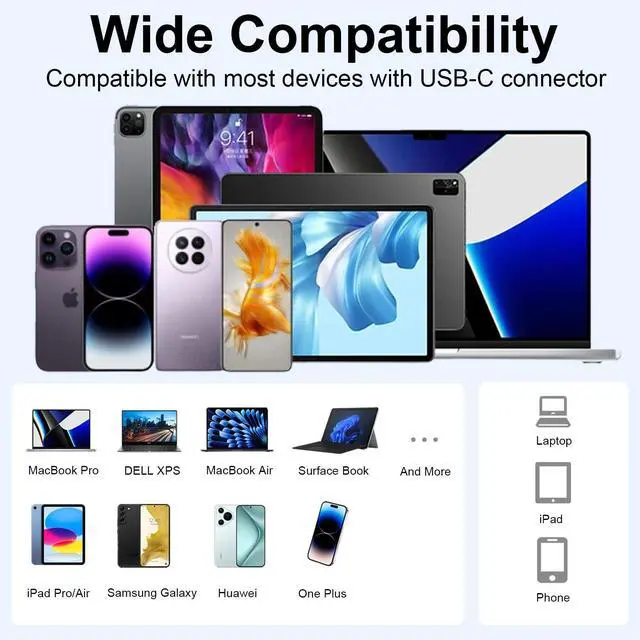 Alt view image 6 of 7 - Vszerda Thunderbolt 5 Cable 2FT, 80Gbps USB C to USB C Cable Short, Up to 120Gbps Bandwith, 240W Power, Dual 8K Display, Type-C Fast Charging Cable for Thunderbolt 5/4, USB4, MacBook, SSD