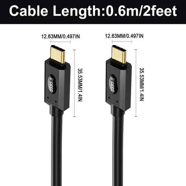 Alt view image 7 of 7 - Vszerda Thunderbolt 5 Cable 2FT, 80Gbps USB C to USB C Cable Short, Up to 120Gbps Bandwith, 240W Power, Dual 8K Display, Type-C Fast Charging Cable for Thunderbolt 5/4, USB4, MacBook, SSD